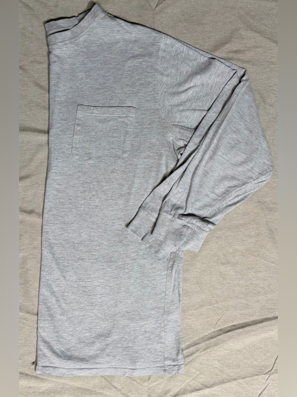 XL Tall King Size Long-Sleeve Pocket T-Shirt - Light Gray